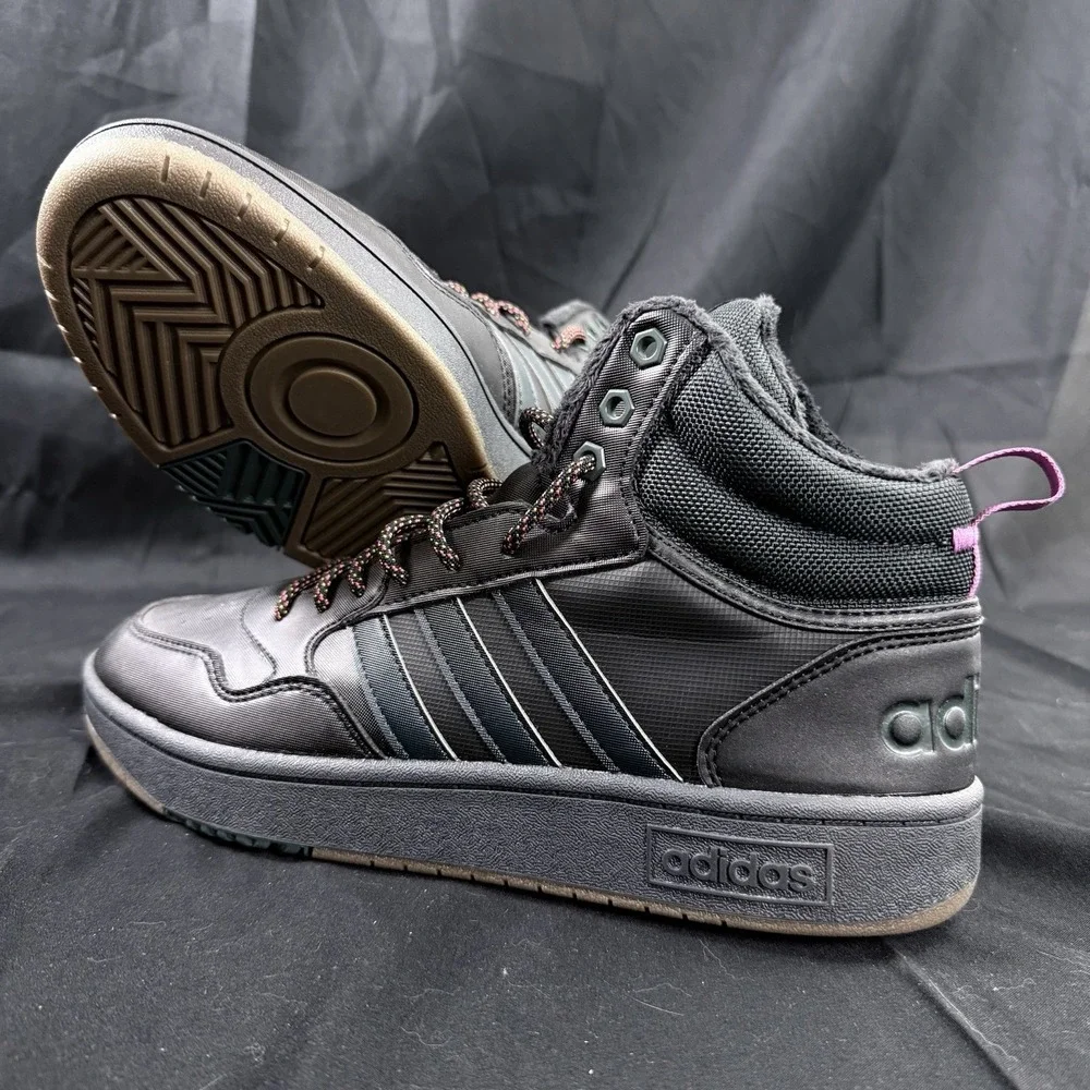 Adidas Hoops 3.0 Winter Mid Black Shadow Green Gum Men's Shoes GZ6681 Size 10.5
